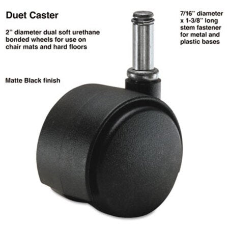Master Caster® Duet Dual Wheels, Grip Ring Type C Stem, 2" Soft Polyurethane Wheel, Matte Black, 5/Set - ST/1 - MAS-64526-ST