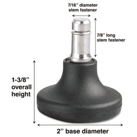 Master Caster® Low Profile Bell Glides, Grip Ring Type B Stem, 2" x 1.38" Glide, Matte Black, 5/Set - ST/1 - MAS-70178-ST