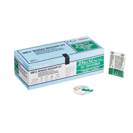 Terumo Medical Infusion Set Surflo® 21 Gauge 3/4 Inch 12 Inch Tubing Without Port - Case of 500 - SV-21BLK-CS