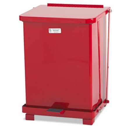 Rubbermaid® Commercial Defenders Heavy-Duty Steel Step Can, 4 gal, Steel, Red - Each - RCP-ST7EPLRED-EA