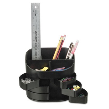 Officemate Double Supply Organizer, 11-Compartments, 6 Drawers, Plastic, 6.5 x 4.75 x 5.75, Black - Each - OIC-22822-EA