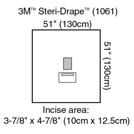 3M EENT Drape 3M™ Steri-Drape™ Medium Drape with Incise and Pouch 51 W X 51 L Inch Sterile - Case of 40 - 1061-CS