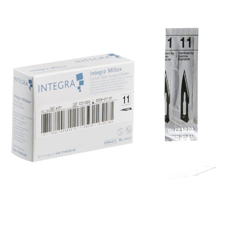 Integra Lifesciences Surgical Blade Miltex® Carbon Steel No. 11 Sterile Disposable Individually Wrapped - Box of 100 - 4-111-BX