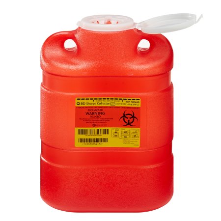 BD Sharps Container BD™ Red Base 13-2/5 H X 9-2/5 W X 5-3/10 D Inch Vertical Entry 2.05 Gallon - Each - 305490-EA