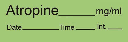 Precision Dynamics Drug Label Timemed Anesthesia Label Tape Atropine_mg/mL Date_Time_Int_ Green 1/2 X 1-1/2 Inch - Roll of 1 - AN-1-RL