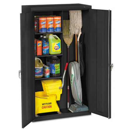 Tennsco Janitorial Cabinet, 36w x 18d x 64h, Black - Each - TNN-JAN6618DHBK-EA