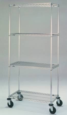 Intermetro Industries Utility Cart Super Erecta® Chrome 24 X 36 X 69 Inch Silver 24 X 36 Inch Chrome Shelves - Each - N536EC-EA