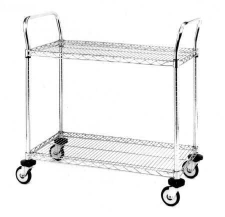 Intermetro Industries Utility Cart MW600 Series Chrome 24 X 36 X 39 Inch Silver 24 X 36 Inch Chrome Shelves - Each - MW611-EA