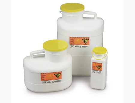 Medegen Medical Products LLC Chemotherapy Waste Container Chemo-Tainer™ White Base 11 H X 12 W X 9 D Inch Vertical Entry 3 Gallon - Case of 12 - 931W-CS