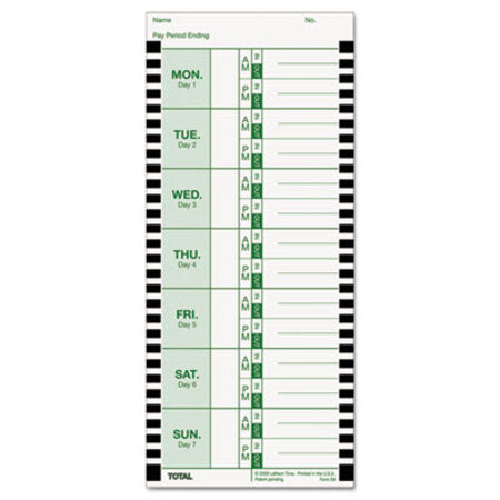 Lathem® Time Time Clock Cards for Lathem Time 800P, One Side, 4 x 9, 100/Pack - Pack of 1 - LTH-E8100-PK