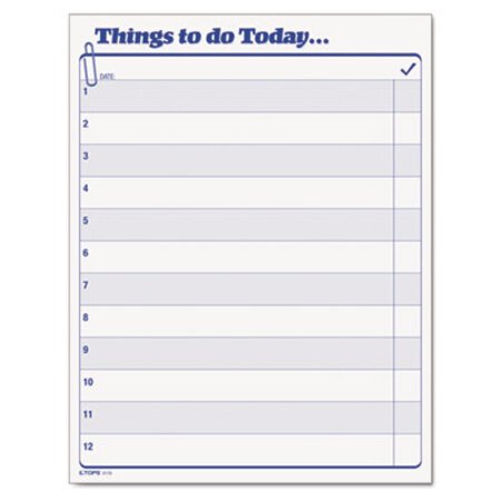 TOPS™ "Things To Do Today" Daily Agenda Pad, One-Part (No Copies), 8.5 x 11, 100 Forms Total - PD/1 - TOP-2170-PD