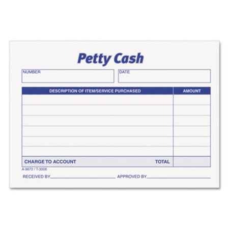 TOPS™ Petty Cash Slips, One-Part (No Copies), 5 x 3.5, 50 Forms/Pad, 12 Pads/Pack - Pack of 1 - TOP-3008-PK