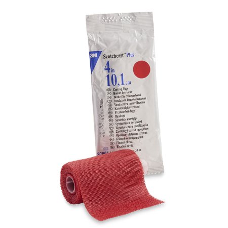 3M Ortho Cast Tape 3M™ Scotchcast™ Plus 4 Inch X 12 Foot Fiberglass / Resin Red - Case of 10 - 82004R-CS