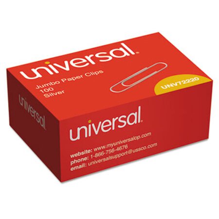 Universal® Paper Clips, Jumbo, Smooth, Silver, 100/Box - Box of 1 - UNV-72220BX-BX