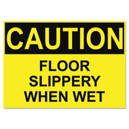 Headline® Sign OSHA Safety Signs, CAUTION SLIPPERY WHEN WET, Yellow/Black, 10 x 14 - Each - USS-5494-EA