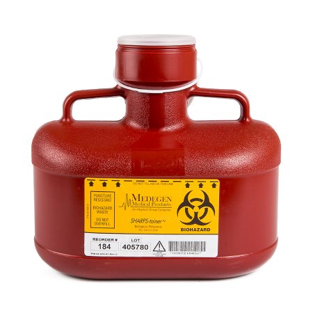 Medegen Medical Products LLC Sharps Container Sharps-Tainer® Red Base 9 H X 10 W X 6 D Inch Vertical Entry 1.2 Gallon - Case of 12 - 184-CS