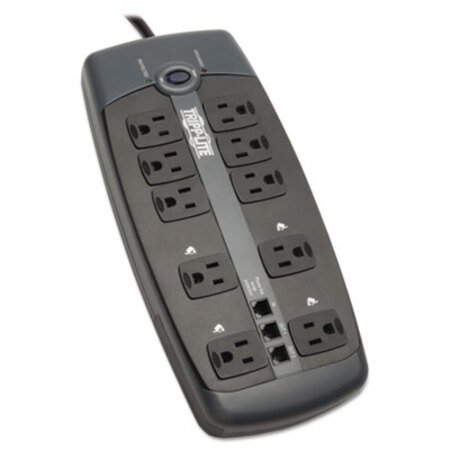 Tripp Lite Protect It! Surge Protector, 10 AC Outlets, 8 ft Cord, 2,395 J, Black - Each - TRP-TLP1008TEL-EA