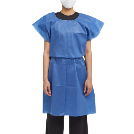 Graham Medical Products Patient Exam Gown Medium / Large Blue Disposable - Case of 50 - 70234N-CS