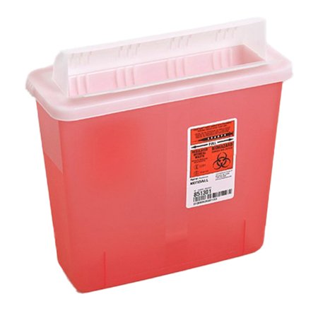 Cardinal Sharps Container In-Room™ Translucent Red Base 11 H X 10-3/4 W X 4-3/4 D Inch Horizontal Entry 1.25 Gallon - Case of 20 - 851301-CS