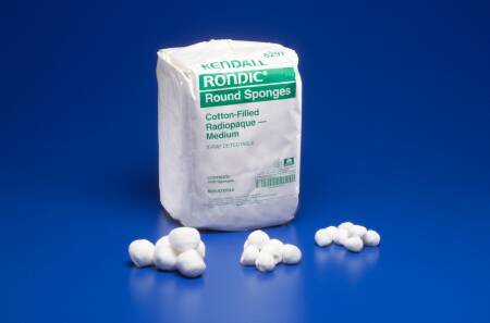 Cardinal Surgical Stick Sponge Vistec® X-Ray Detectable Cotton / Gauze 1-5/8 Inch Diameter 1000 Count Bag NonSterile - Case of 2000 - 6449--CS