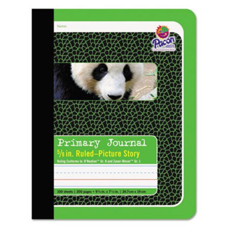 PACON® Primary Journal, D'Nealian K, Zaner-Bloser 1, Manuscript Format, Green Cover, (100) 9.75 x 7.5 Sheets - Each - PAC-2428-EA