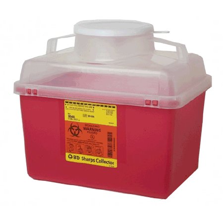 BD Sharps Container BD™ Red Base 11-1/2 H X 12-4/5 W X 8-4/5 D Inch Vertical Entry 3.5 Gallon - Each - 305480-EA