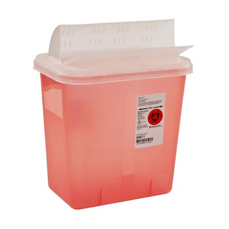 Cardinal Sharps Container SharpSafety™ Translucent Red Base 12-3/4 H X 7-1/4 D X 10-1/2 W Inch Horizontal Entry 2 Gallon - Each - 89651-EA