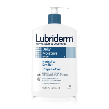 Johnson & Johnson Consumer Hand and Body Moisturizer Lubriderm® 16 oz. Pump Bottle Unscented Lotion CHG Compatible - Each - 00052800483231-EA