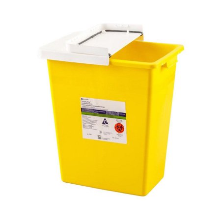 Cardinal Chemotherapy Waste Container SharpSafety™ Yellow Base 10 H X 10-1/2 W X 7-1/4 D Inch Horizontal / Vertical Entry 2 Gallon - Each - 8982-EA
