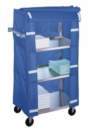 Lakeside Manufacturing Linen Cart with Cover 4 Shelves 300 lbs. Weight Capacity Stainless Steel 3-1/2 Inch Swivel Casters - Each - 332-EA