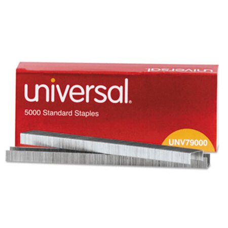 Universal® Standard Chisel Point Staples, 0.25" Leg, 0.5" Crown, Steel, 5,000/Box - Box of 1 - UNV-79000-BX