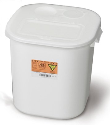 Medegen Medical Products LLC Chemotherapy Waste Container Chemo-Tainer™ White Base 13-3/4 X 14 X 13-3/4 Inch Horizontal Entry 8 Gallon - Case of 10 - 9751-CS