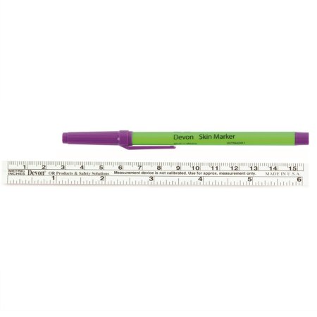 Cardinal Surgical Skin Marker Devon™ Gentian Violet Standard Tip Flexible Ruler Sterile - Box of 25 - 31145777-BX
