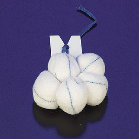 DeRoyal Surgical Tonsil Sponge Cotton / Gauze 7/8 Inch Diameter 5 Count Pack Sterile - Case of 100 - 30-041-CS