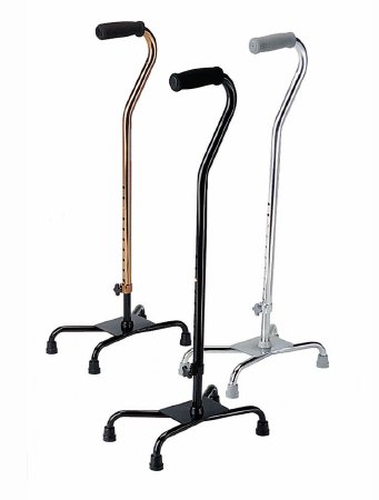 Medline Large Base Quad Cane Guardian® Aluminum 29-1/2 to 38-1/2 Inch Height Silver - Case of 2 - G05345S-CS