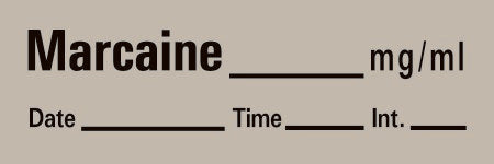 Precision Dynamics Drug Label Timemed Anesthesia Label Tape Marcaine_mg/mL Date_Time_Int Gray 1/2 X 1-1/2 Inch - Roll of 1 - AN-64-RL