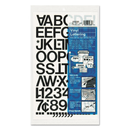 Chartpak® Press-On Vinyl Letters and Numbers, Self Adhesive, Black, 1"h, 88/Pack - Pack of 1 - CHA-01030-PK