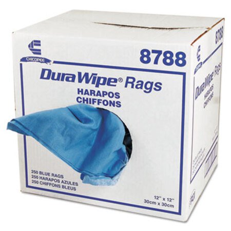 Chix® DuraWipe General Purpose Towels, 1-Ply, 12 x 12, Unscented, Blue, 250/Carton - CT/1 - CHI-8788-CT
