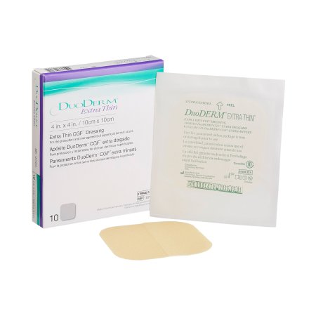 ConvaTec Thin Hydrocolloid Dressing DuoDERM® Extra Thin 4 X 4 Inch Square - Box of 10 - 187955-BX