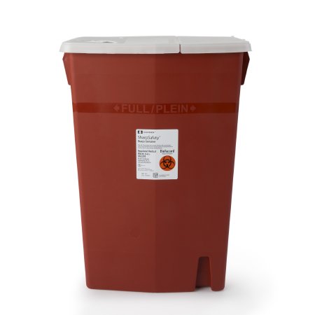 Cardinal Sharps Container SharpSafety™ Red Base 26 H X 18-1/4 W X 12-3/4 D Inch Horizontal Entry 18 Gallon - Each - 8991-EA