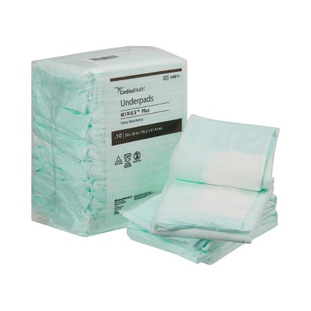 Cardinal Disposable Underpad Wings™ Plus 30 X 36 Inch Fluff / Polymer Heavy Absorbency - Bag of 1 - 958B10-BG