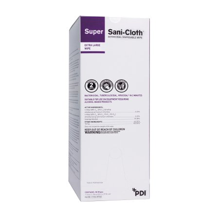 Professional Disposables Super Sani-Cloth® Surface Disinfectant Cleaner Premoistened Germicidal Manual Pull Wipe 50 Count Individual Packet Alcohol Scent NonSterile - Each - U87295-EA