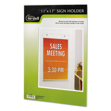 NuDell™ Clear Plastic Sign Holder, Wall Mount, 11 x 17 - Each - NUD-38017Z-EA