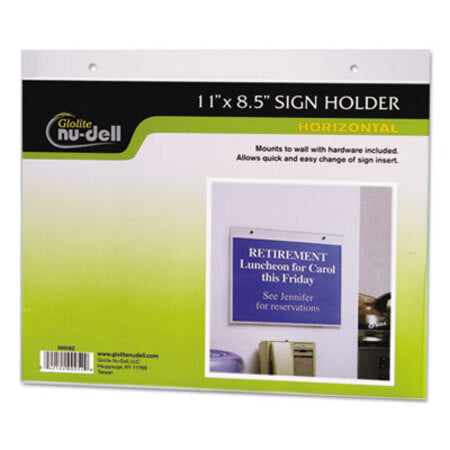 NuDell™ Clear Plastic Sign Holder, Wall Mount, 11 X 8.5 - Each - NUD-38008Z-EA