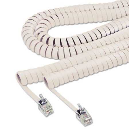 Softalk® Coiled Phone Cord, Plug/Plug, 12 ft, Ivory - Each - SOF-48100-EA