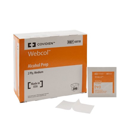 Cardinal Alcohol Prep Pad Webcol™ 70% Strength Isopropyl Alcohol Individual Packet Medium Sterile - Case of 4000 - 6818--CS