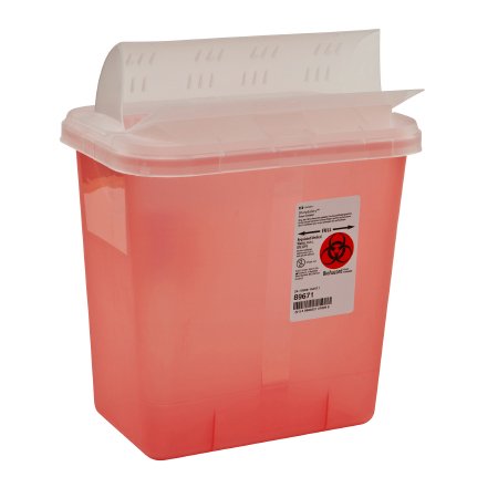 Cardinal Sharps Container SharpSafety™ Translucent Red Base 10 H X 10-1/2 W X 7-1/4 D Inch Horizontal Entry 2 Gallon - Each - 89671-EA