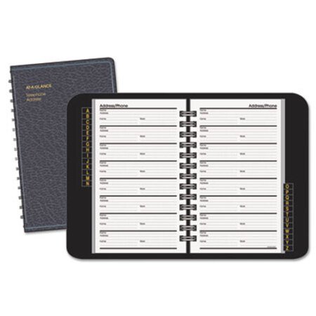 AT-A-GLANCE® Telephone/Address Book, 4.78 x 8, Black Simulated Leather, 100 Sheets - Each - AAG-8001105-EA