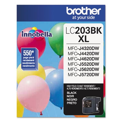 Brother LC203BK Innobella High-Yield Ink, 550 Page-Yield, Black - Each - BRT-LC203BK-EA