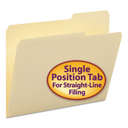 Smead™ Manila Guide Height Systems File Folders, 2/5-Cut Tabs: Right of Center, Letter Size, 0.75" Expansion, Manila, 100/Box - Box of 1 - SMD-10385-BX